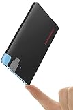 Patented ONE-for-ALL Design Wallet Power Card: Ultra Slim, Portable External MINI Battery, Power Bank for Most Smart Phones and Digital Devices (Black with Lightning and Type-C Adapters)