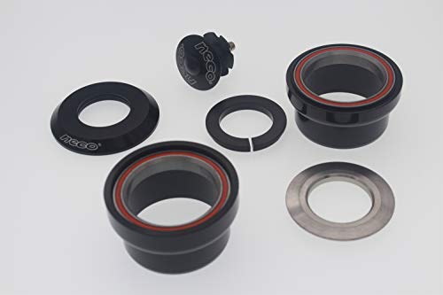 Neco 1.5" Reduced to 1-1/8" Sealed Bearing Bike External Cup Threadless Headset 49.7mm Headtube Head Tube (Black) - Thumbnail 2