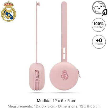 - Porta-chupetas de silicone rosa Real Madrid |Seguro para Micro-ondas |Seguro para Máquina de Lavar Loiça|Livre de BPA