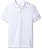Dockers Big Boys' Uniform Short Sleeve Performance Polo, White, Medium/10/12