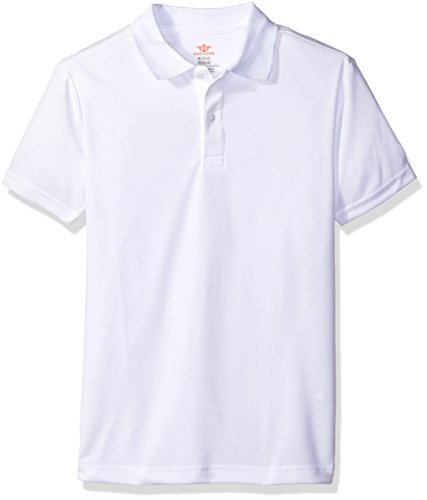 Dockers Big Boys' Uniform Short Sleeve Performance Polo, White, Medium/10/12