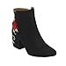 QUPID EJ10 Women's Floral Embroidered Wrapped Chunky Heel Ankle Booties