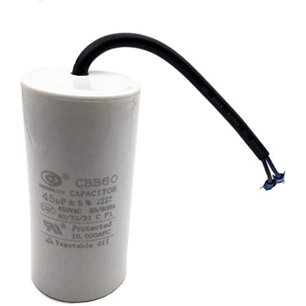 Aokus CBB60 Run Capacitor 250VAC 450V 45uF UF/MFD AC, Wires, UL Listed ...