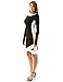 PattyBoutik Women Color Block Boat Neck Long Sleeve Dress (Black and Ivory Small)