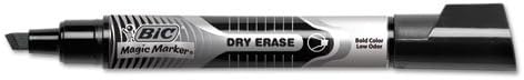 BIC GELIT11BK Low Odor and Bold Writing Dry Erase Marker, Chisel Tip, Black, Dozen