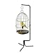 TOYPOPOR 65″ Adjustable Height Tubular Steel Hanging Hanger Bird Cage Stand with Metal Hook Blackthumb 1