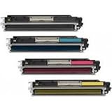 New CE310A CE311A CE312A CE313A Compatible Toner Cartridges for HP Color LaserJet Pro: 100 MFP M175nw, CP1025nw, M275 - 4 Pack - 1 Black + 1 Each Color
