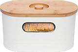 Mindful Design 2-in-1 Modern Tall Bread Box w/Bamboo Cutting Board Lid (White)