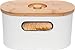 Mindful Design 2-in-1 Modern Tall Bread Box w/Bamboo Cutting Board Lid (White)