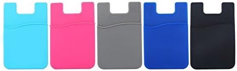 CrawL Silicone 3M Adhesive Credit Card Holder / ID Card Holder / Pouch Sleeve Holder for All Phones (iphones / Samsung Galaxy / Sony Eriksson / LG) (5pcs) (5-pack mixed color)