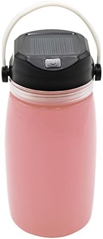 QILOVE IPX7 Multi-functional Folding Waterproof Storage Solar Powered Silicon Bottle Camping Lantern USB Rechargeable Portable LED Flashlight With Three Light Levels (Pink)