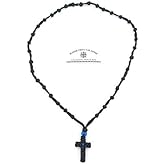 Blessed Greek Christian Orthodox Handmade Black Prayer Rope Necklace Cross -Mt Athos Fragrance With Holy (Chrism- Myrrh)