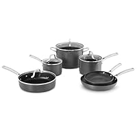 Calphalon 10-Piece Pots and Pans Set, Nonstick Kitchen Cookware with Stay-Cool Stainless Steel Handles and Pour Spouts, Grey Calphalon 10-Piece Pots and Pans Set, Nonstick Kitchen Cookware with Stay-Cool Stainless Steel Handles and Pour Spouts, Grey