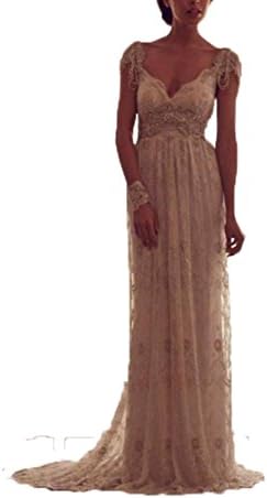 Welovedresses Women's Lace Mermaid Wedding Dresses Double V-Neck Bridal Gowns White US22W H017