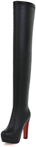 JOYBI Women Platform Chunky High Heel Over The Knee Boots Zipper Winter Fashion Round Toe Thigh Boots