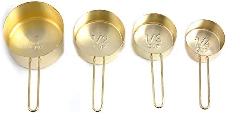 Stainless Steel Measuring Cups and Spoons set of Engraved Measurements Measuring Cups Coffee Scoop Spoon Measuring Spoon Baking Cooking Tools (Gold)