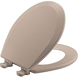 Bemis 500EC 068 Molded Wood Round Toilet Seat With Easy Clean and Change Hinge, Fawn Beige