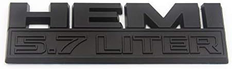 Ram HEMI 5.7 Liter Trunk Emblem Badge Plate Decal with Sticker Fit Dodge Charger Ram 1500 Challenger Jeep Grand Cherokee (Matte Black)
