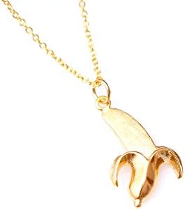 Peeled Banana Necklace, Dainty Gold Banana Pendant on a Delicate Chain