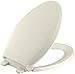 KOHLER K-4636-47 Cachet Elongated, Grip-Tight Bumpers, Quiet-Close Release Hinges, Quick-Attach Hardware, No Slam Toilet Seat, Almond