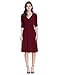Sue&Joe Women's 3/4 Sleeve Dress Ruched Waist Classy V-Neck Casual Cocktail Dress, Burgundy, Tagsize3XL=USsize16-18