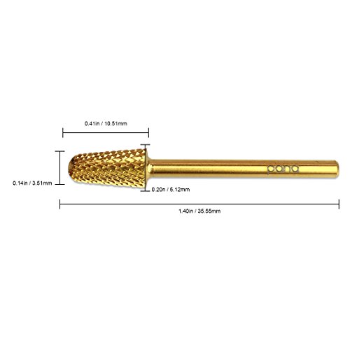 Pana 3/32" Safety Bit Nail Carbide Bit - Gold Color (Grit: Medium - M) for Electric Dremel Drill Machine