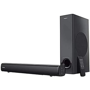 Creative Stage 2.1-kanaals soundbar met subwoofer voor onder de TV, computer en ultrabrede monitoren, Bluetooth/optische…