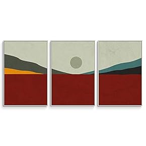3 Piece Framed Canvas Wall Art Abstract Mountain Canvas Prints Home Artwork Decoration for Living Room,Bedroom - 16"x24"x3 Panels