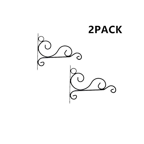 DODXIAOBEUL Set of 2 Vintage Style Wall-mounted plant Bracket Metal Potted Plant Hanging 12.5" Indoor Outdoor Flower Pots Holder Rack or Lighting Lamps Hanging for Home Garden Studios Black