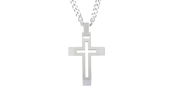 Men's Brushed Finish Open Cross Pendant 