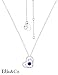 Blue Sapphire Gems Birthstone Necklace Love Hearts Engraved Pendant Jewelry Gifts for Women ,Sterling Silver Charm with18