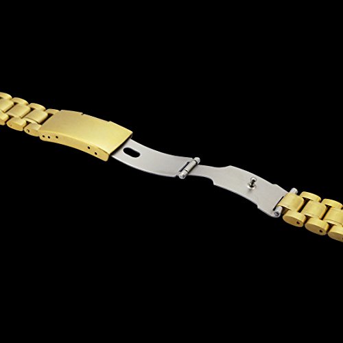 ZEIGER Men B007 Replacement Metal Wrist Watch Band (Stainless Gold 18mm)