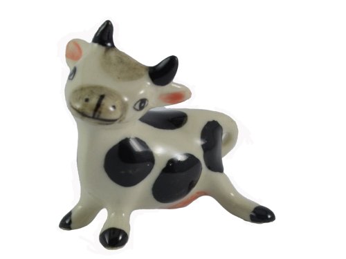 Miniature Ceramic Animal Figurine Statue Milk Cow
