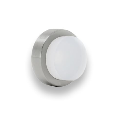 EVI Herrajes | Door Stop | 0.94 x 0.55 | Adhesive or Screw Installation | Matte Finish (Stainless Steel) | White Natural Silicone Rubber | Mod. I-205/24B