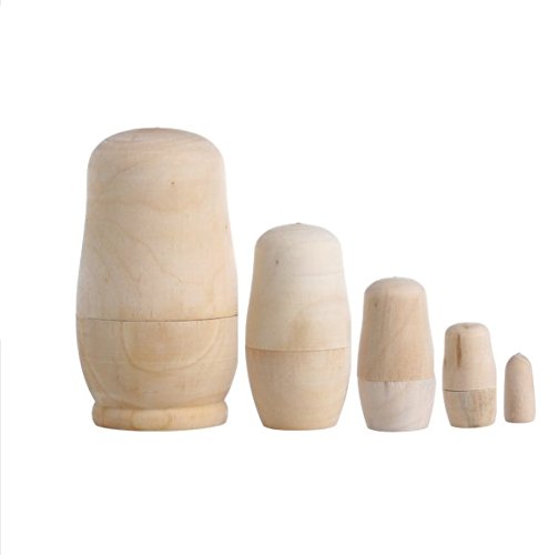 UPC 608473730389, Glamorway Russian Nesting Doll 5set Blank Matryoshka Matreshka Wood Unpainted DIY Handicraft