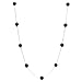 Black Onyx Stone Beads Station Illusion Sterling Silver Chain Necklace, 20