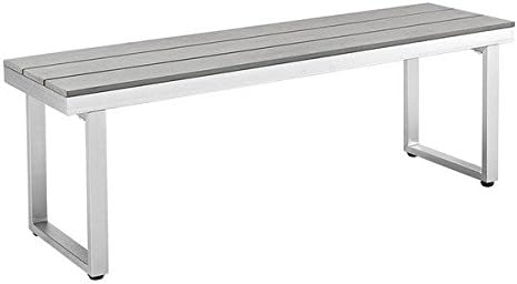 All-Weather Grey Patio Dining Bench, aluminum frame