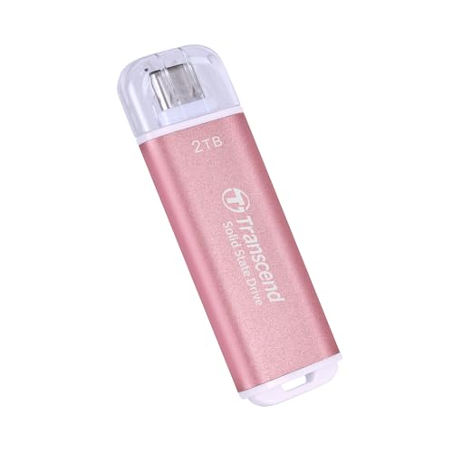 Transcend 2TB ESD300 Portable SSD 1050MB/s Type C, Pink, Thumb Drive