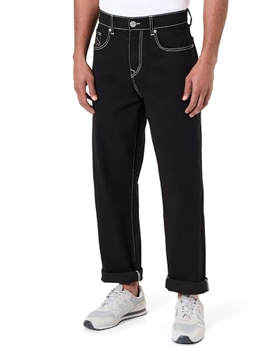 True Religion Vaqueros Bobby Single Needle No Flap Baggy Jeans 2sb Black Rinse, 33 W