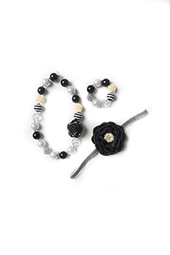 Bubblegum necklace, bracelet &amp; Headband (White &amp; Black headband set)