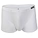 FEESHOW Men's Silky Boxer Briefs Shorts Bugle Pouch Underwear (White, X-Large)