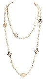 Fashion Jewelry MISASHA bridal and chic Long imitation pearl clover strand necklace (Gold Clover)