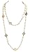 Fashion Jewelry Bridal and Chic Long Imitation Pearl 4Leaf Clover Strand Necklace (Gold Clover)