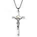 Lanroque Men's Stainless Steel Gothic Jesus Christ Crucifix Cross Pendant Necklace, 24
