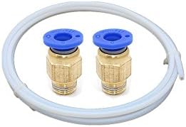 3DTOP 3.28 Feet 3D Printer PTFE Tube with 2 Pcs PC4-01 Bowden Pneumatic Connectors for Long-distance J-head