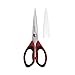 Farberware 5125222 Professional High Carbon Stainless Steel Kitchen Shears Set with Blade Cover and Non-Slip Handles, Red