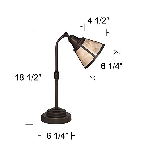 Malta Rustic Farmhouse Style Task Desk Table Lamp 18.5" High Satin Bronze Metal Blond Natural