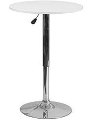 Flash Furniture 23.75' Round Adjustable Height White Wood Table (Adjustable Range 26.25' - 35.75')