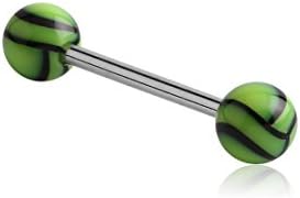 Adatto Body Piercing Jewelry Surgical Steel Barbell With Acrylic Volleyball 14g