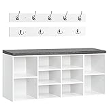 HOOBRO Coat Rack Shoe Bench, Cubby Storage Bench